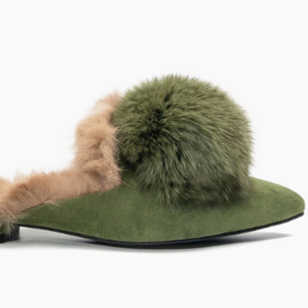 LaRosa Style Suede and fur slipper, size 9